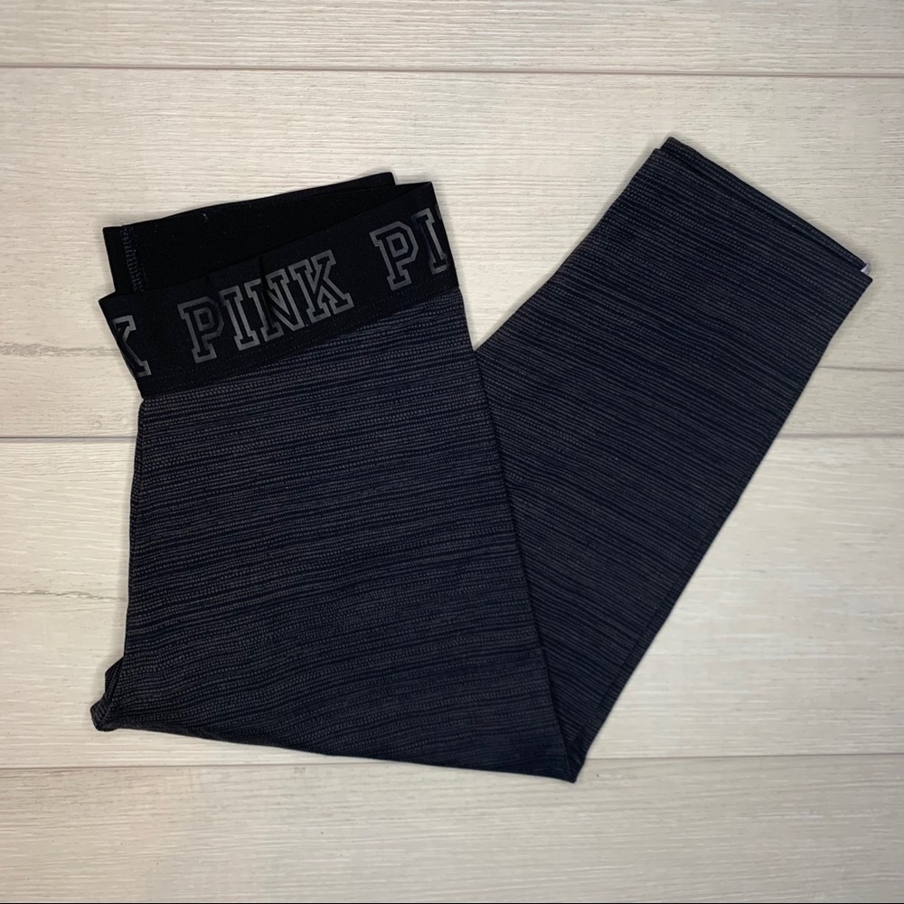 Pink Ultimate Heathered Black Cropped Legging Size Small